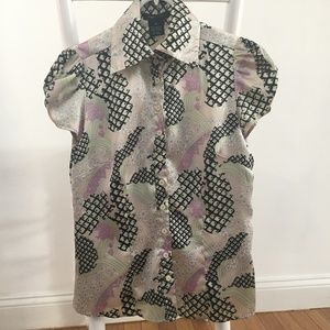 BCBG Maxazria button-down patterned shirt, XS